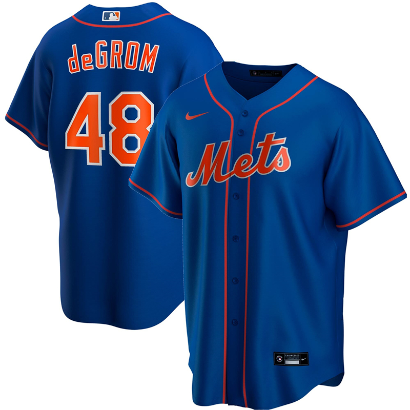 2020 MLB Men New York Mets #48 Jacob deGrom Nike Royal Alternate 2020 Replica Player Jersey 1